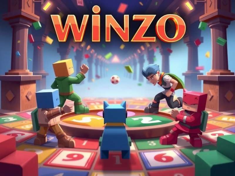 Screenshot of the vibrant Winzo Ludo game interface showing multiplayer gameplay